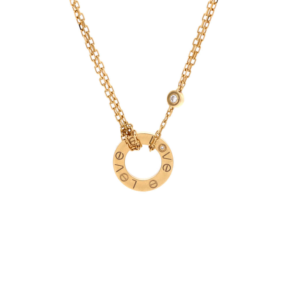 Cartier 2 Diamonds Love Pendant Necklace 18K Yellow Gold and Diamonds